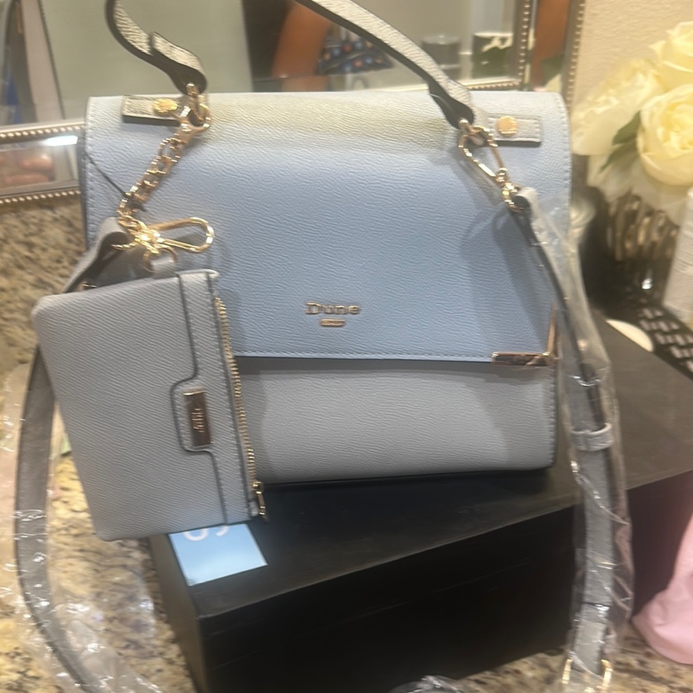 Dune London Blue Satchel with Structured Design